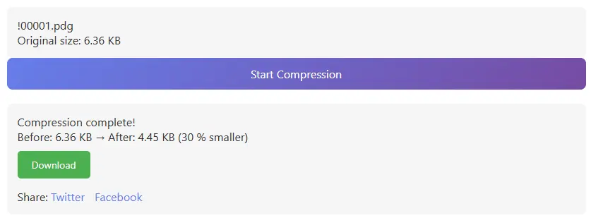 Before and after PDG compression demo